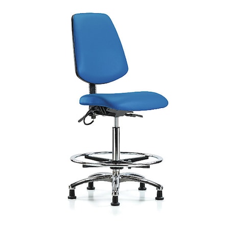 ESD Task Chair, Vinyl (Antibacterial), Blue, 26-1/4 in to 36 in Seat Height, No Arms Arms MPN:BR-ESD-VHBCH-MB-CR-T1-A0-CF-EG-ESDBLU