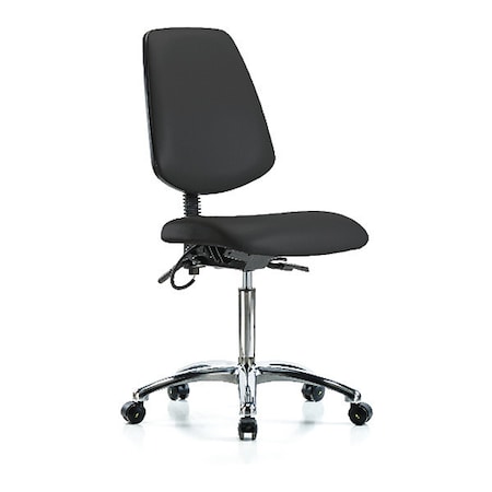 ESD Task Chair, Vinyl (Antibacterial), Black, 21-1/2 in to 29 in Seat Height, No Arms Arms, Rolling MPN:BR-ESD-VMBCH-MB-CR-T0-A0-NF-EC-ESDBLK