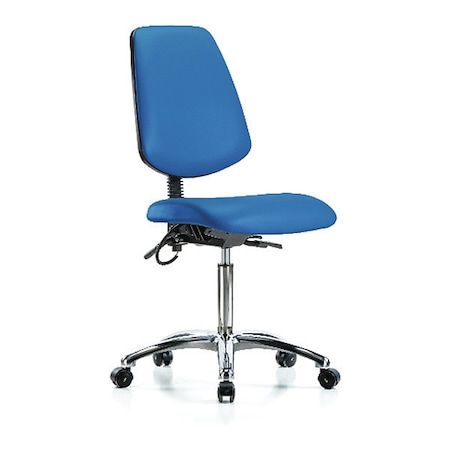 ESD Task Chair, Vinyl (Antibacterial), Blue, 21-1/2 in to 29 in Seat Height, No Arms Arms, Rolling MPN:BR-ESD-VMBCH-MB-CR-T0-A0-NF-EC-ESDBLU