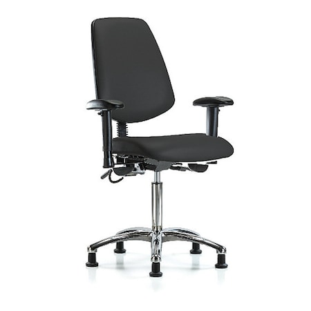 ESD Task Chair, Vinyl (Antibacterial), Black, 21-1/2 in to 29 in Seat Height, 6-Way Adjustable Arms MPN:BR-ESD-VMBCH-MB-CR-T0-A1-NF-EG-ESDBLK