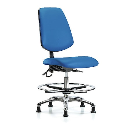 ESD Task Chair, Vinyl (Antibacterial), Blue, 21-1/2 in to 29 in Seat Height, No Arms Arms MPN:BR-ESD-VMBCH-MB-CR-T1-A0-CF-EG-ESDBLU