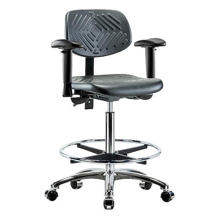 Ergonomic Chair, Polyurethane, Black, 24-1/2 in to 34-3/4 in Seat Height, 6-Way Adjustable Arms MPN:BR-PHBCH-CR-T0-A1-CF-CC-BLK