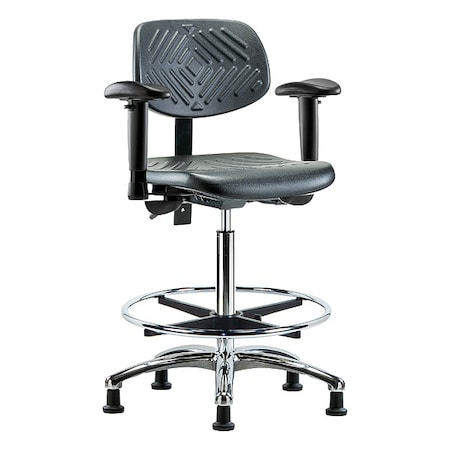 Ergonomic Chair, Polyurethane, Black, 24-1/2 in to 34-3/4 in Seat Height, 6-Way Adjustable Arms MPN:BR-PHBCH-CR-T0-A1-CF-RG-BLK