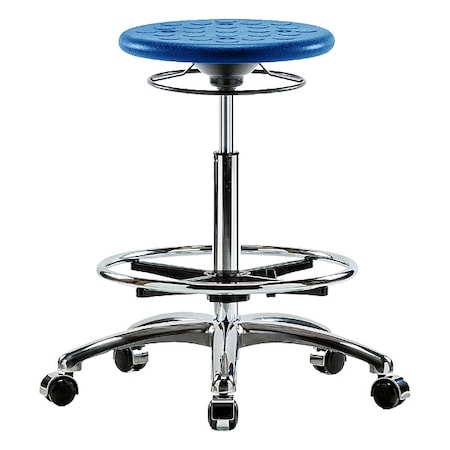 Cleanroom Stool, Polyurethane, Blue, 23 1/2 in to 33 1/2 in Seat Height MPN:CLR-IPHBSO-CR-CF-CC-BLU