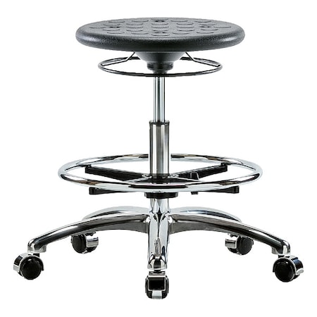 Stool, Polyurethane, Black, 19 1/4 in to 27 in Seat Height MPN:CLR-IPMBSO-CR-CF-CC-BLK