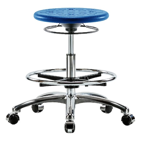 Stool, Polyurethane, Blue, 19 1/4 in to 27 in Seat Height MPN:CLR-IPMBSO-CR-CF-CC-BLU
