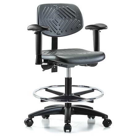 Cleanroom Chair, Polyurethane, Black, 19-1/2 in to 27-1/2 in Seat Height MPN:GRPMBCH-RG-CF-RCA1