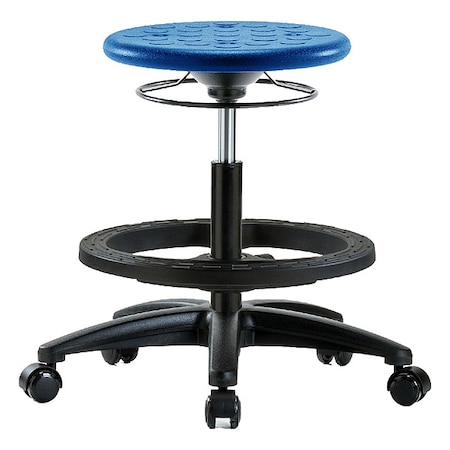 Stool, Polyurethane, Blue, 17 3/4 in to 25 1/2 in Seat Height MPN:IPMBSO-RG-BF-RC-BLU