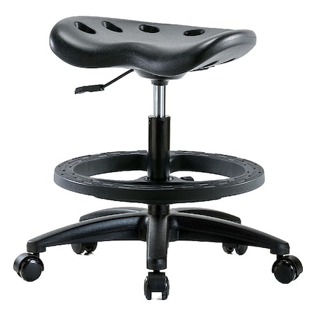Stool, Polyurethane, Black, 19 in to 26 1/2 in Seat Height MPN:PTMBSL-RG-BF-RC-BLK