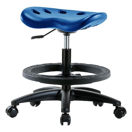 Stool, Polyurethane, Blue, 19 in to 26 1/2 in Seat Height MPN:PTMBSL-RG-BF-RC-BLU