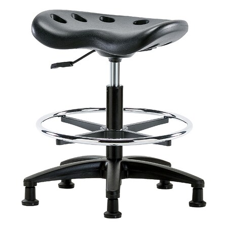 Stool, Polyurethane, Black, 19 in to 26 1/2 in Seat Height MPN:PTMBSL-RG-CF-RG-BLK