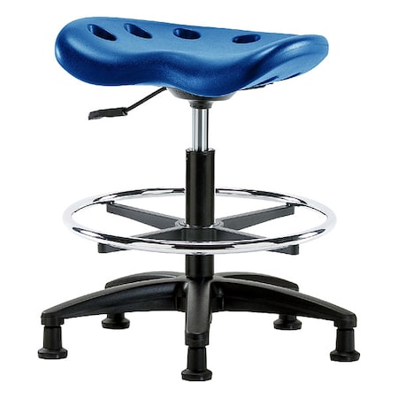 Stool, Polyurethane, Blue, 19 in to 26 1/2 in Seat Height MPN:PTMBSL-RG-CF-RG-BLU