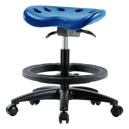 Tractor Stool, Polyurethane, Blue, 19 in to 26 1/2 in Seat Height MPN:PTMBSO-RG-BF-RC-BLU
