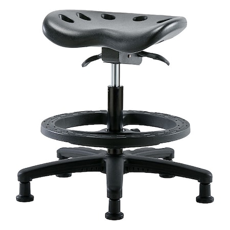 Tractor Stool, Polyurethane, Black, 19 in to 26 1/2 in Seat Height MPN:PTMBSO-RG-BF-RG-BLK