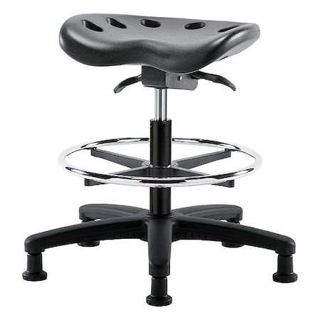 Tractor Stool, Polyurethane, Black, 19 in to 26 1/2 in Seat Height MPN:PTMBSO-RG-CF-RG-BLK