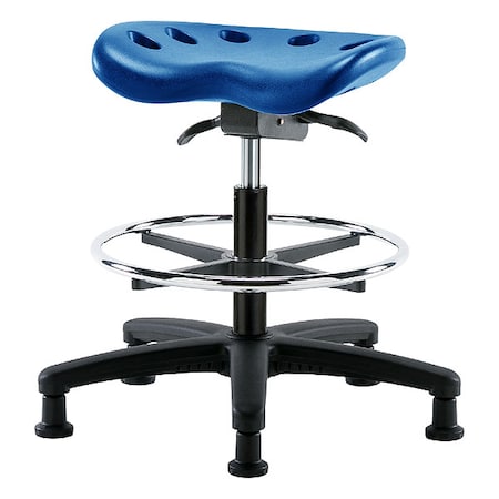 Tractor Stool, Polyurethane, Blue, 19 in to 26 1/2 in Seat Height MPN:PTMBSO-RG-CF-RG-BLU