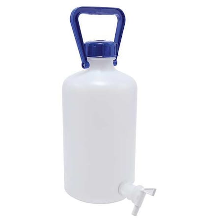 Carboy, 5 L Capacity - mL, 1.32 gal Capacity - oz, Screw On/Spigot Closure, HDPE, White, 13-3/5 in H MPN:208605-0005