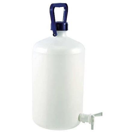 Carboy, 10 L Capacity - mL, 2.64 gal Capacity - oz, Screw On/Spigot Closure, HDPE, White MPN:208605-0010