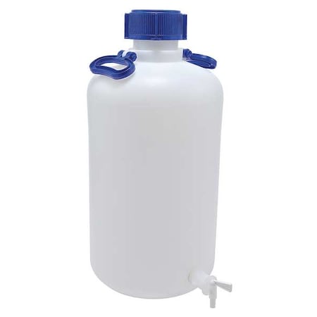 Carboy, 25 L Capacity - mL, 6.6 gal Capacity - oz, Screw On/Spigot Closure, HDPE, White, 22-1/5 in H MPN:208605-0025