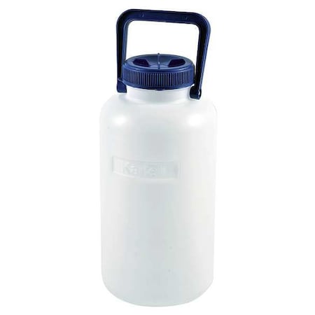Carboy, 5 L Capacity - mL, 1.32 gal Capacity - oz, Screw On Closure, HDPE, Integral Shoulder Handle MPN:208675-0005
