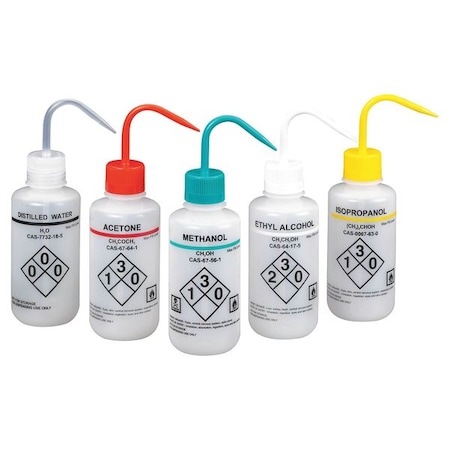 Translucent, Wash Bottle 16 oz., Assorted, PK5 MPN:24J898