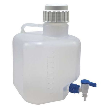 Carboy, 10 L Capacity - mL, 2.64 gal Capacity - oz, Screw On/Spigot Closure, polypropylene, White MPN:3WDV2