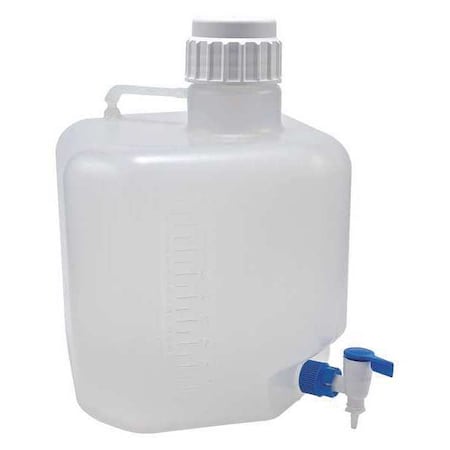 Carboy, 20 L Capacity - mL, 5.28 gal Capacity - oz, Screw On/Spigot Closure, polypropylene, White MPN:3WDV7