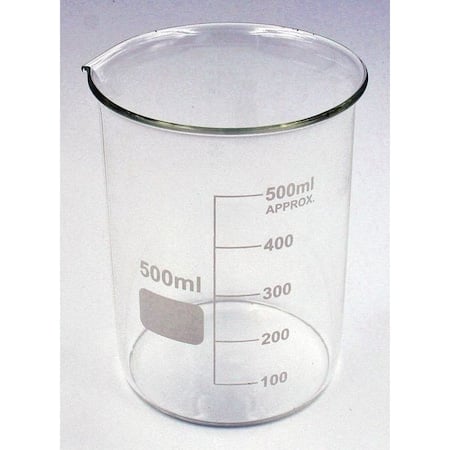 Beaker, Low Form, Glass, 500mL, PK6 MPN:5YGZ4