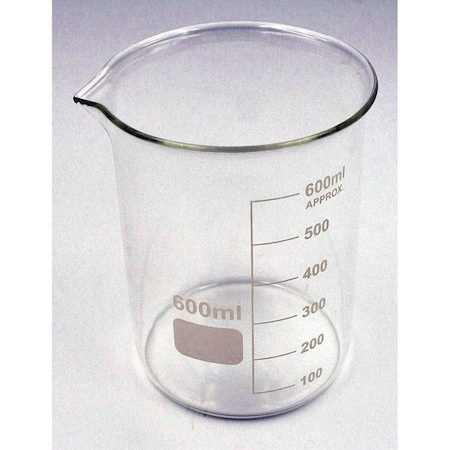 Beaker, Low Form, Glass, 600mL, PK6 MPN:5YGZ5