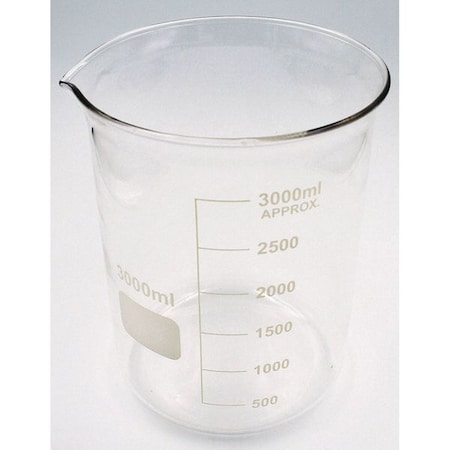 Beaker, Low Form, Glass, 3000mL, PK4 MPN:5YGZ9