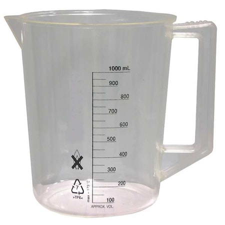 Beaker, Handle, 1000mL, Polymethylpentene (Formerly Lab Safety Supply) MPN:6FAF7