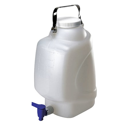 Carboy, 10 L Capacity - mL, 2.64 gal Capacity - oz, Screw On/Spigot Closure, HDPE, Clear, 0.31 in H MPN:7310010