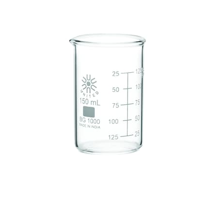 Beaker, Borosilicate Glass, Low Form, 150 mL / 5 fl oz Capacity, A Type I, 12 PK MPN:BG1000-150