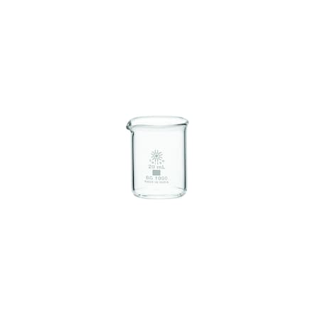 Beaker, Borosilicate Glass, Low Form, 20 mL / 0.6 fl oz Capacity, A Type I, 12 PK MPN:BG1000-20