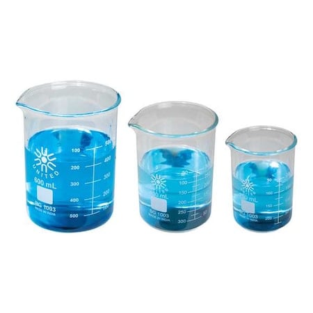 Beaker Set, Borosilicate Glass, Low Form, 250 mL, 400 mL, 600 mL / A Type I MPN:BGSET3-HD