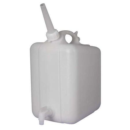 Jerrican with Spigot, 20 L Capacity - mL, 5 gal Capacity - oz, Screw On/Spigot Closure, HDPE, White MPN:F11859-0050