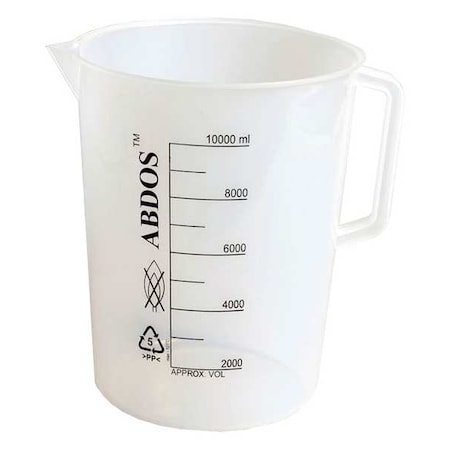 Beaker, Polypropylene, Tall Form with Handle, 2 L / 67.62 fl oz Capacity, Not Rated 4 PK MPN:P50806