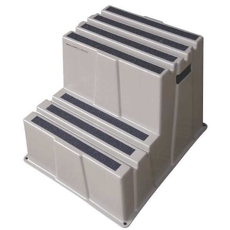 Box Step, 2 Steps, 500 lb Load Capacity, 19 3/4 in Overall Height, Plastic, Gray MPN:44ZJ56