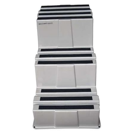 Box Step, 3 Steps, 500 lb Load Capacity, 28 3/4 in Overall Height, Plastic, Gray MPN:44ZJ59