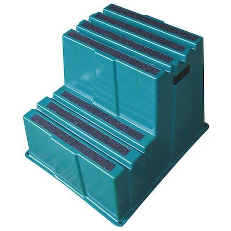 Box Step, 2 Steps, 500 lb Load Capacity, 19 3/4 in Overall Height, Plastic, Green MPN:44ZJ61