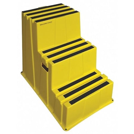 Box Step, 3 Steps, 500 lb Load Capacity, 28 3/4 in Overall Height, Plastic, Yellow MPN:44ZJ63