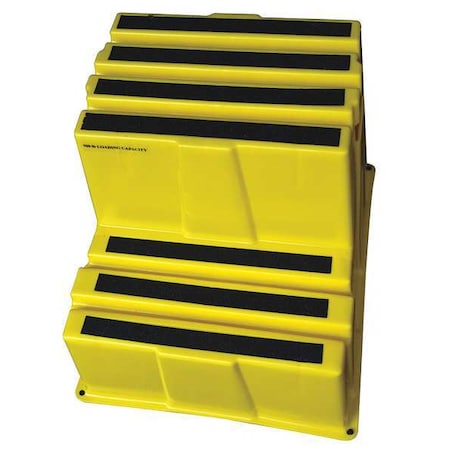 Box Step, 2 Steps, 500 lb Load Capacity, 19 3/4 in Overall Height, Plastic, Yellow MPN:44ZJ64