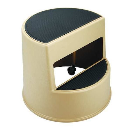 Round Office Stool, 2 Steps, 350 lb Load Capacity, 13 1/2 in Overall Height, Plastic, Beige MPN:5M655