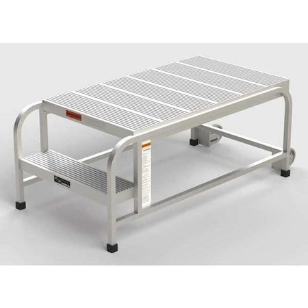 Aluminum Mobile Work Platform, 2 Steps, No Handrails, 42