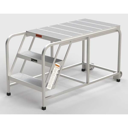 Aluminum Mobile Work Platform, 3 Steps, No Handrails, 42