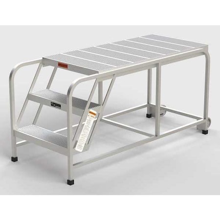 Aluminum Mobile Work Platform, 3 Steps, No Handrails, 48