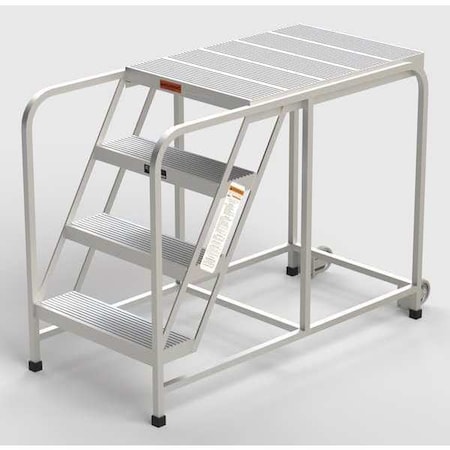 Aluminum Mobile Work Platform, 4 Steps, No Handrails, 36