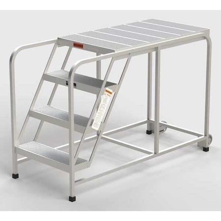 Aluminum Mobile Work Platform, 4 Steps, No Handrails, 42