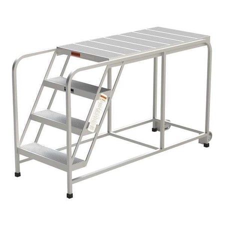 Aluminum Mobile Work Platform, 4 Steps, No Handrails, 48