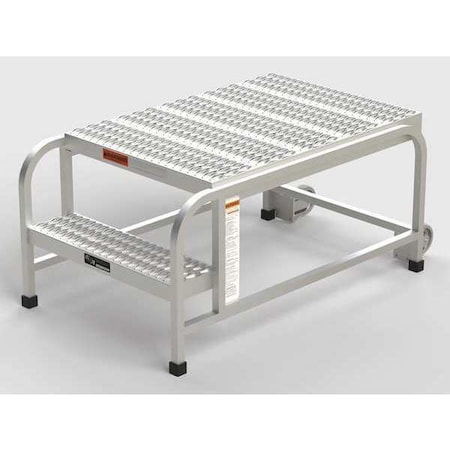 Aluminum Mobile Work Platform, 2 Steps, No Handrails, 36